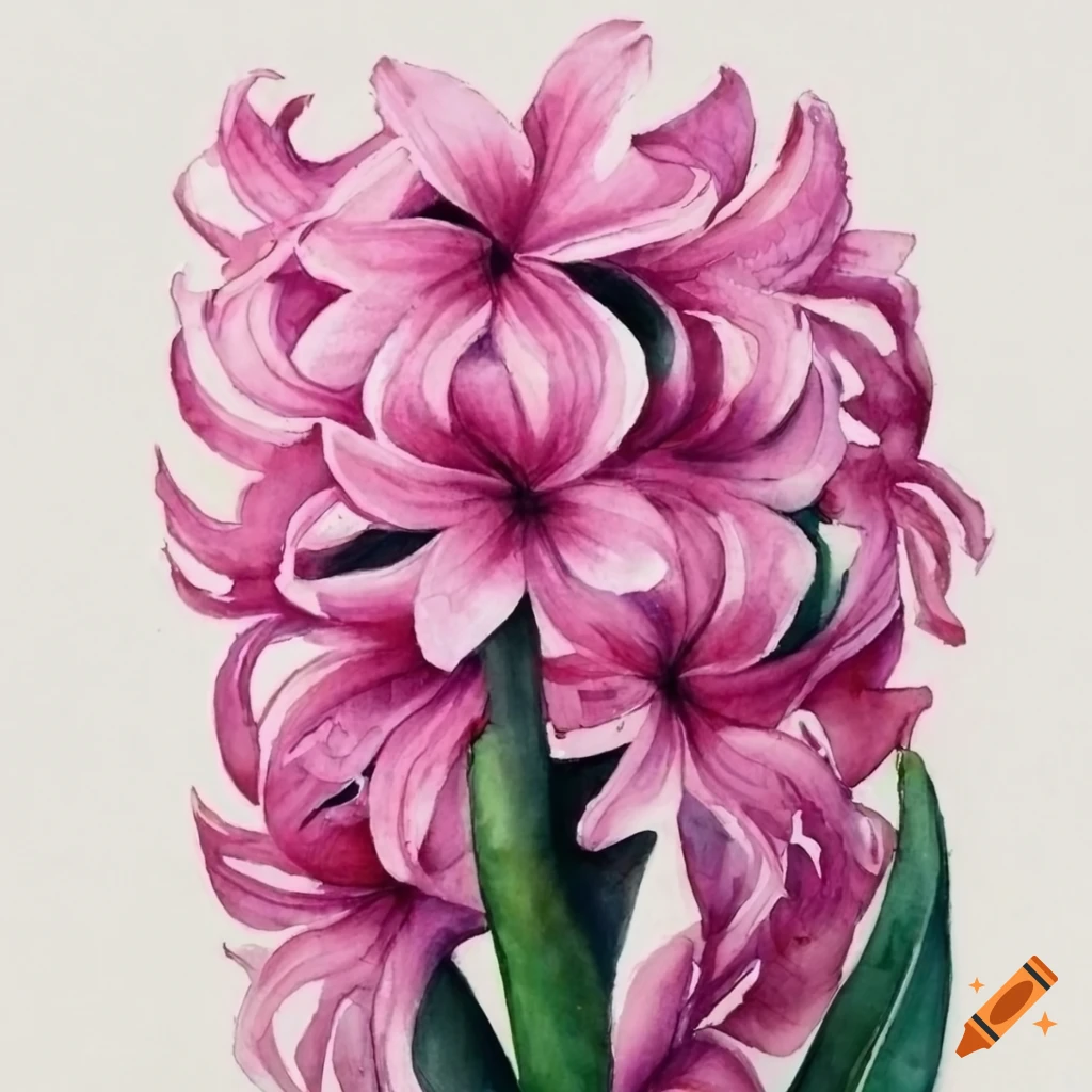 pink hyacinth in hyperrealistic watercolor