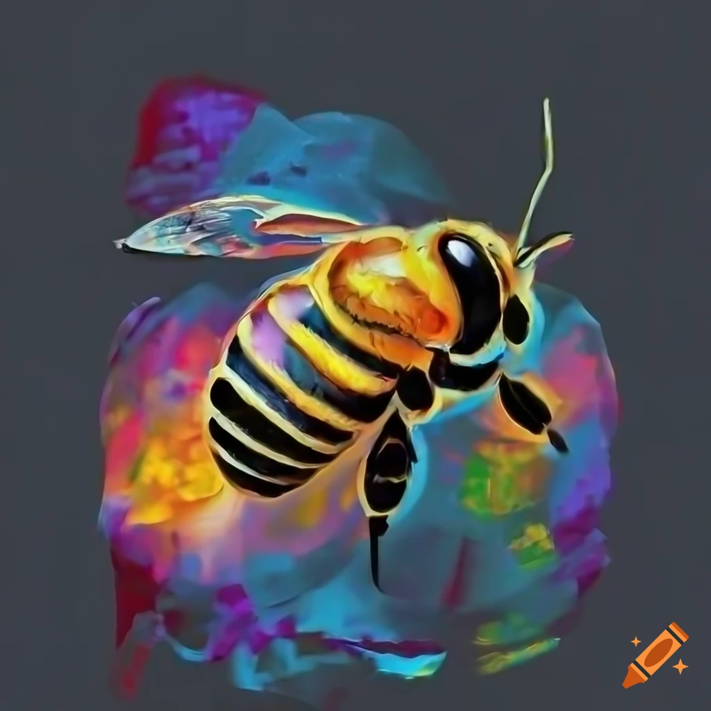 close up of a bee on honeycomb with honey