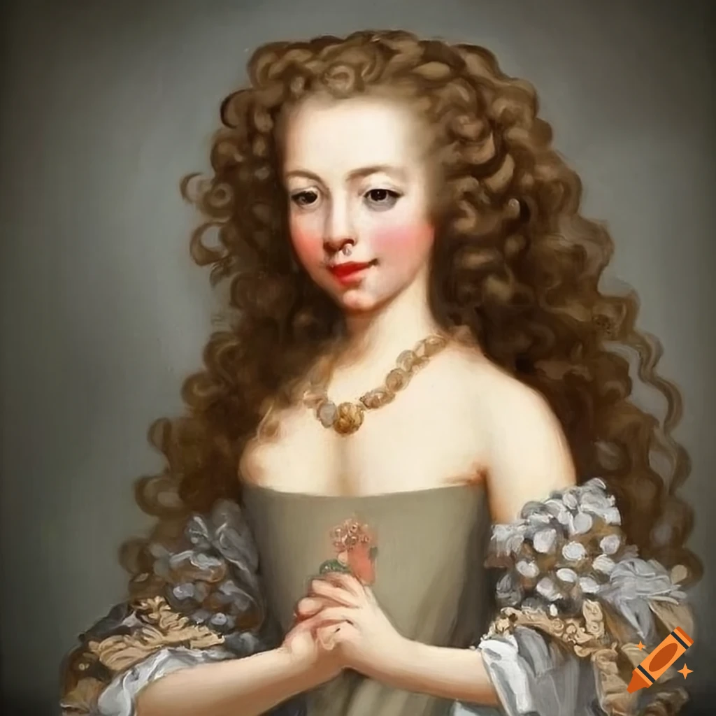 17th century style painting of a beautiful smiling young white woman ...