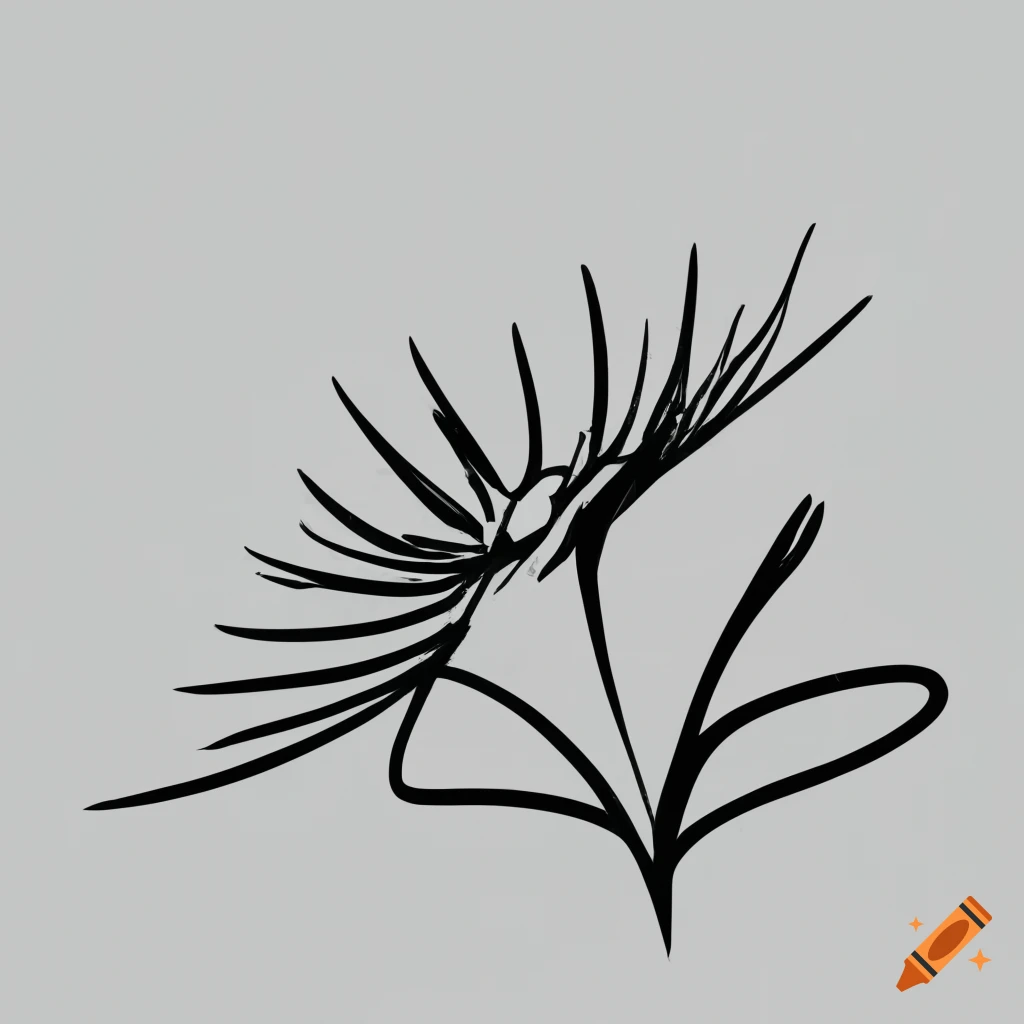 Abstract hand drawn creative wildflower design, side profile, simple ...