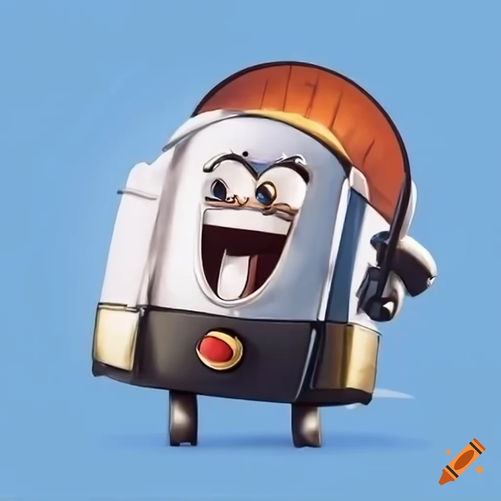 Silver the brave little toaster holding shield and sword on Craiyon