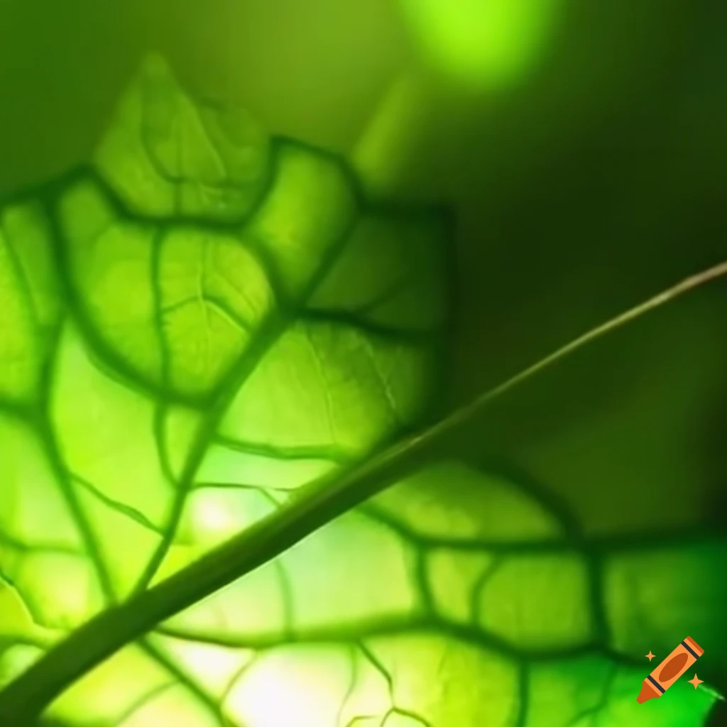 green leaf with glowing light