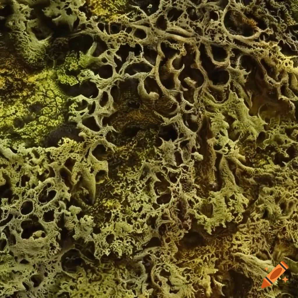 close-up of moss and lichen fractal pattern