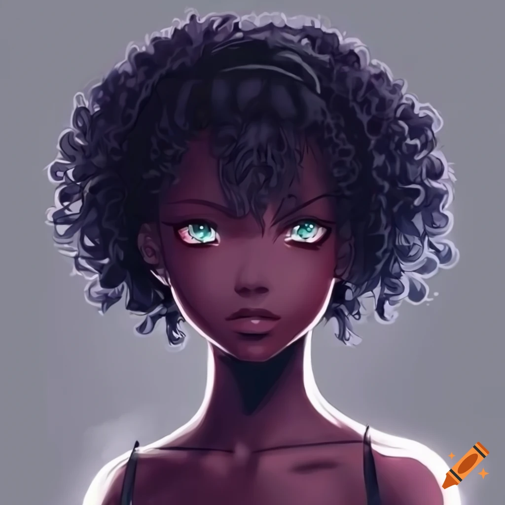 Art of a black anime girl with a shoe on her head on Craiyon