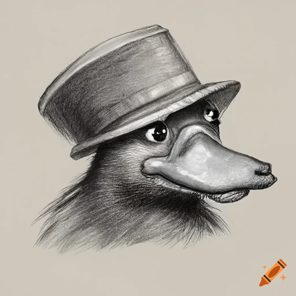 Platypus wearing a hat like Perry the Platypus