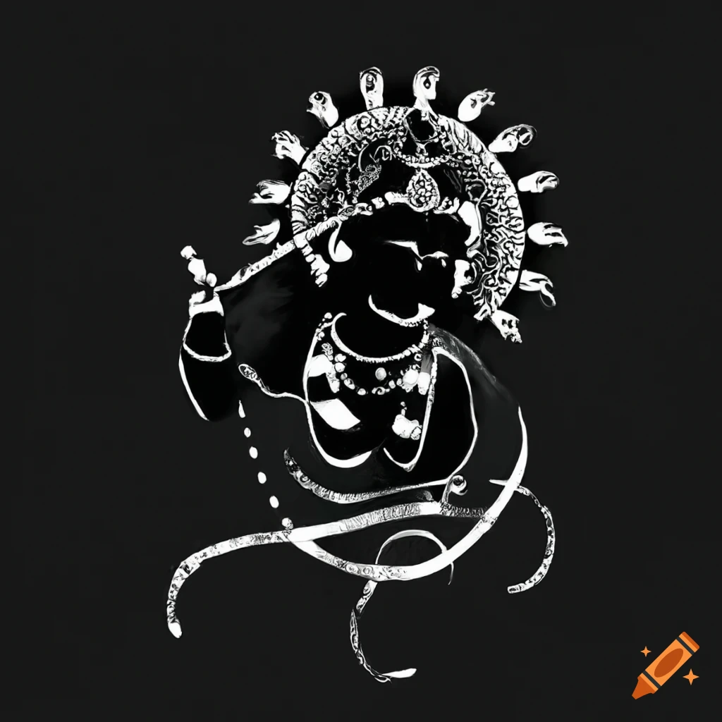 Krishna Black And White Vector Art, Icons, and Graphics for Free Download