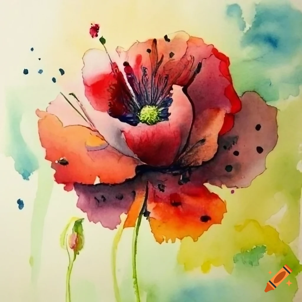 watercolor painting of poppies