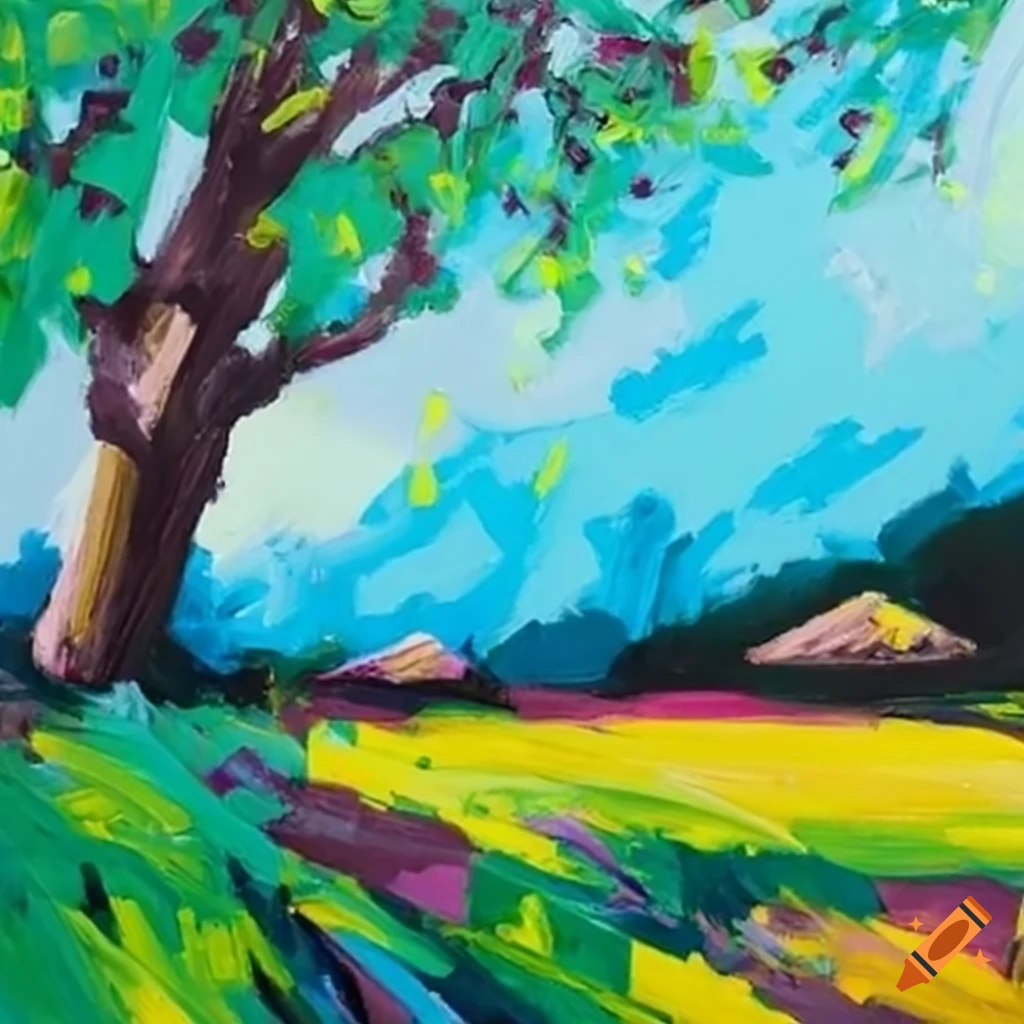 Landscape painting using acrylics on canvas