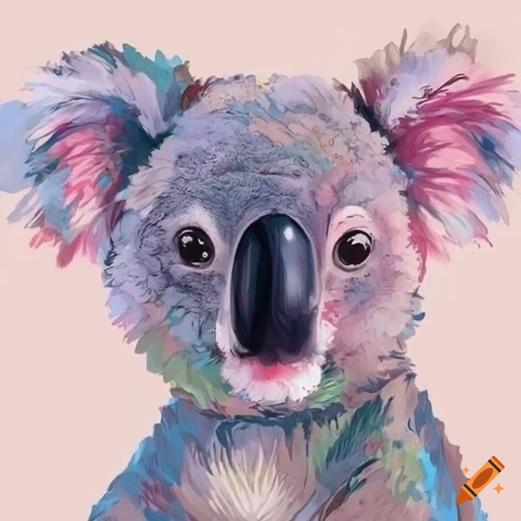 pastel koala on eucalyptus tree
