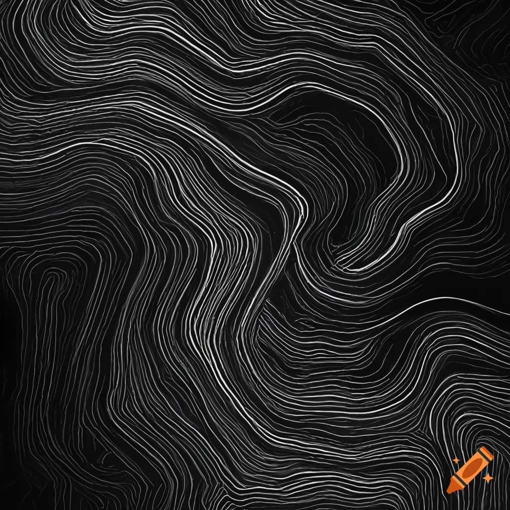 dark topographic map with white lines
