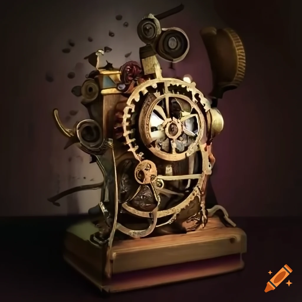 Steampunkinspired clockwork time machine on Craiyon