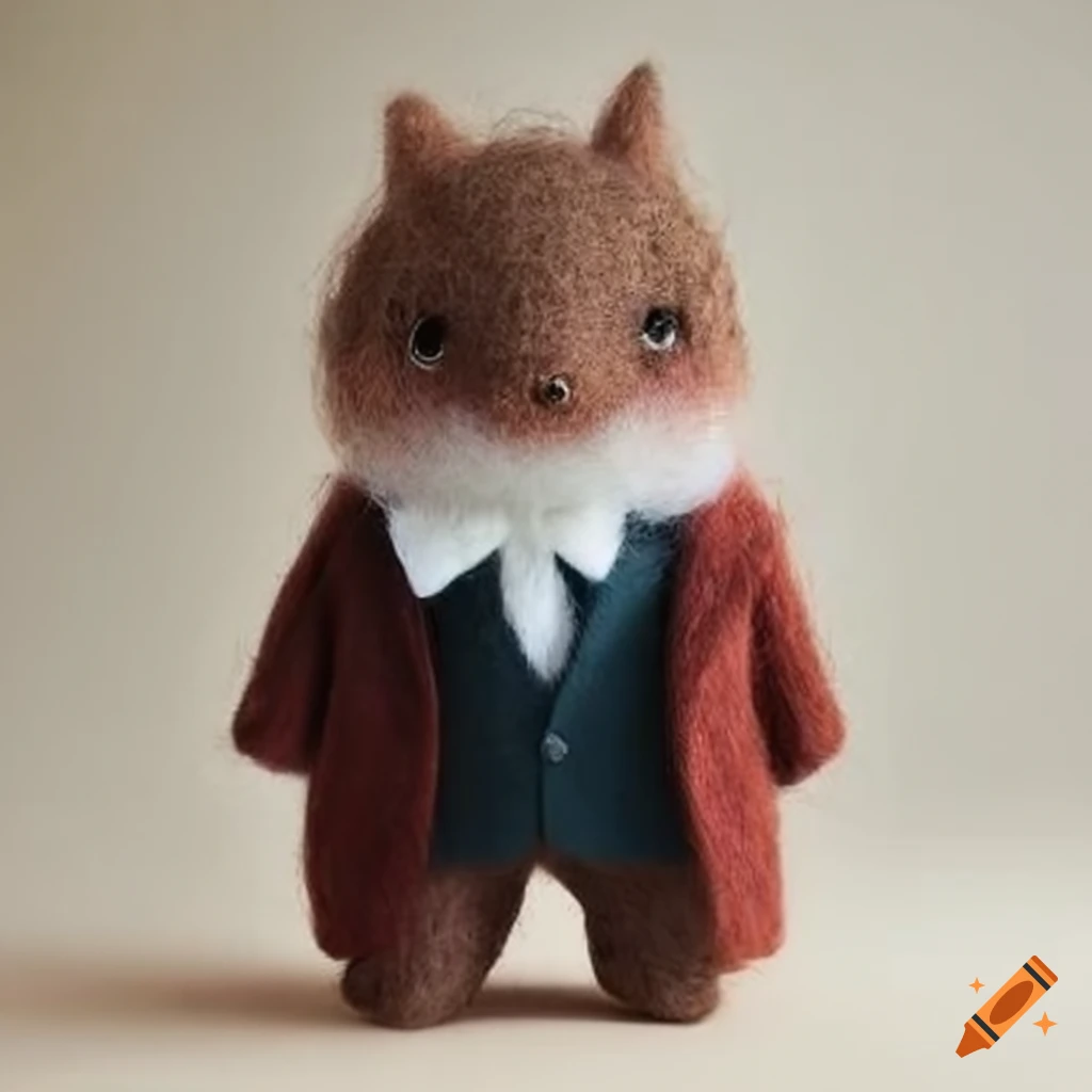 felted wool creatures in formal attire