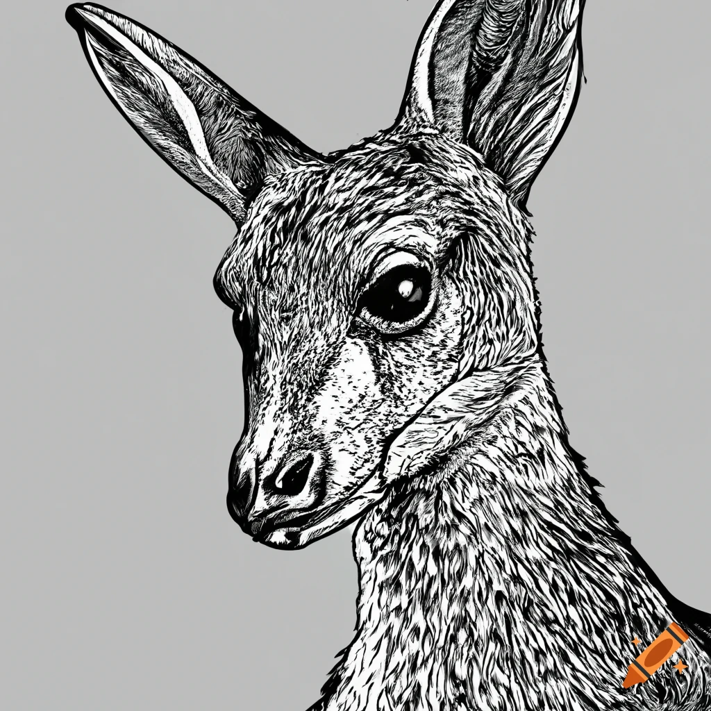 simple vector coloring image of a kangaroo
