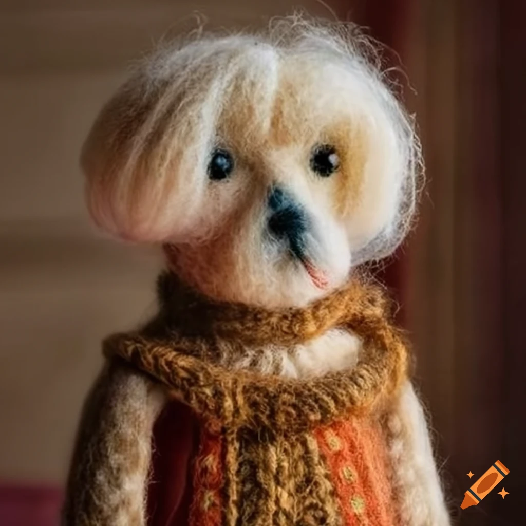 felted wool pets wearing historic clothing