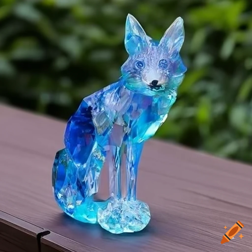 A stunning multicolored crystal fox statue ethereal on Craiyon