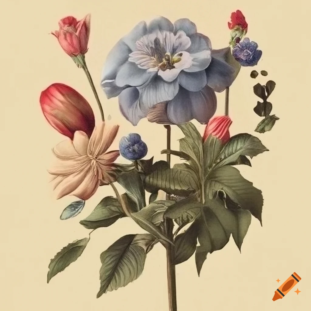 vintage floral botanic poster
