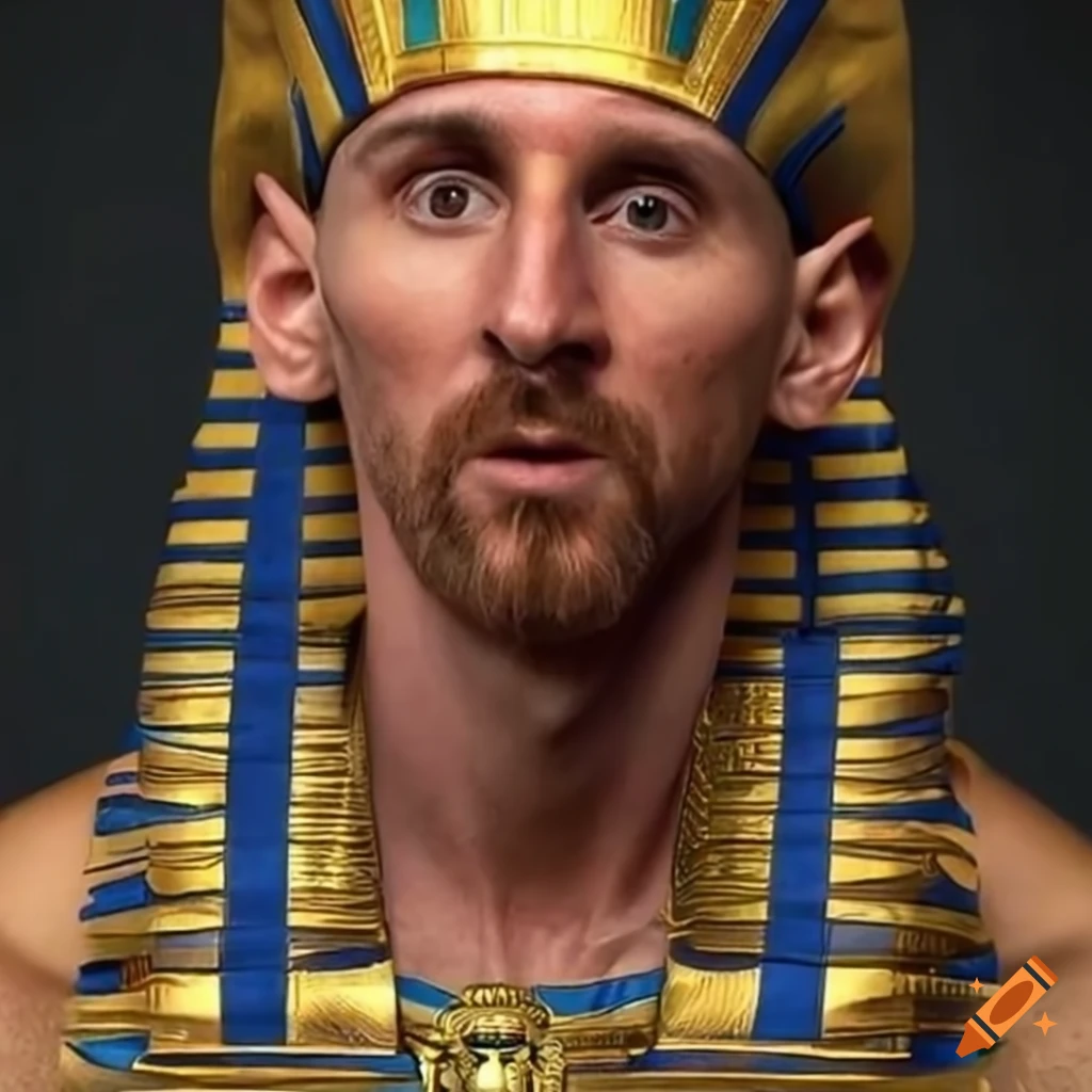 Face of the soccer player lionel messi transformed into an egyptian