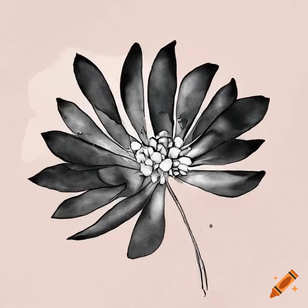 black botanical line art illustration