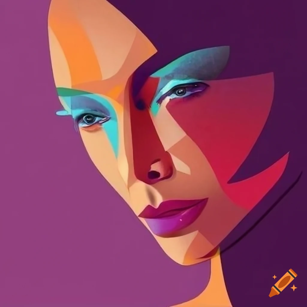 abstract geometric artwork of a woman's face