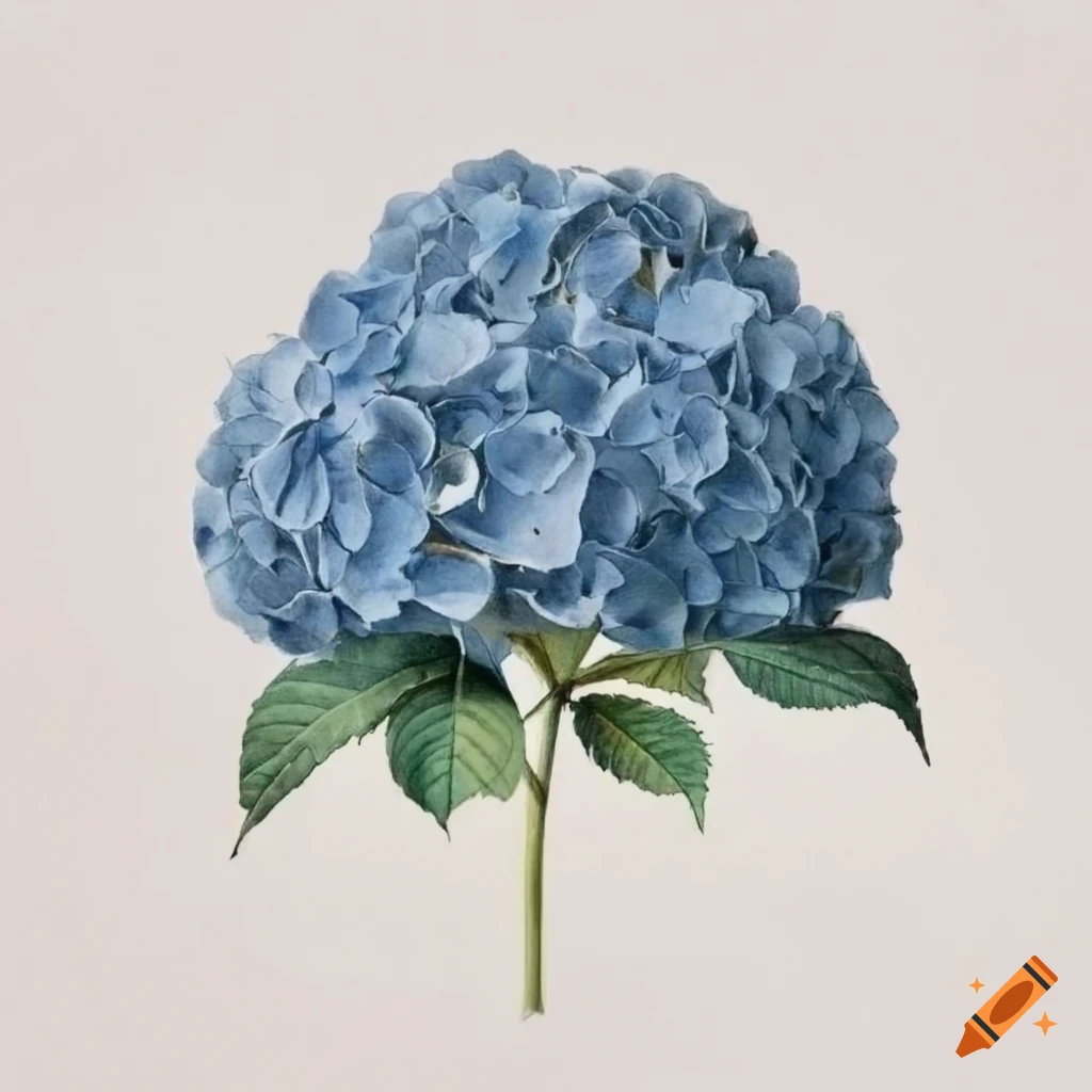 close-up of powder blue and grey hydrangea on white background