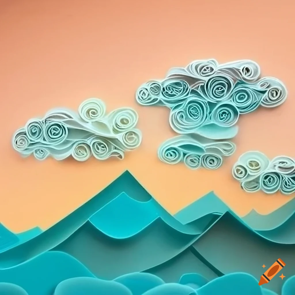 quilling art of a mountainside landscape