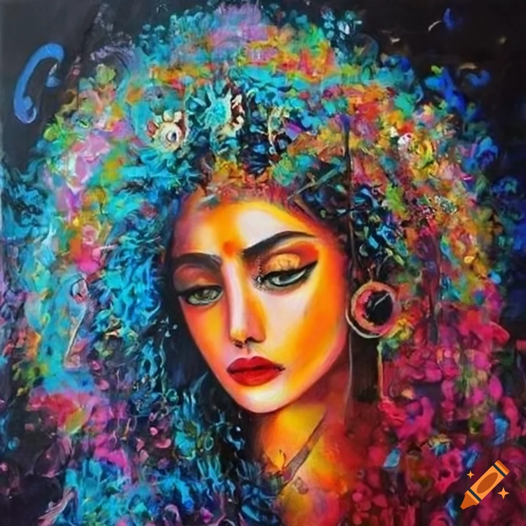 Women style painting mahmoud farshchian ,neon
