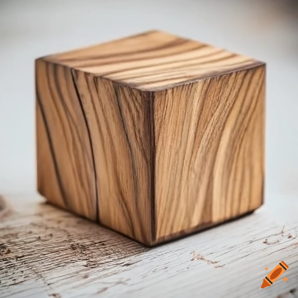 wooden cube with growth rings on top
