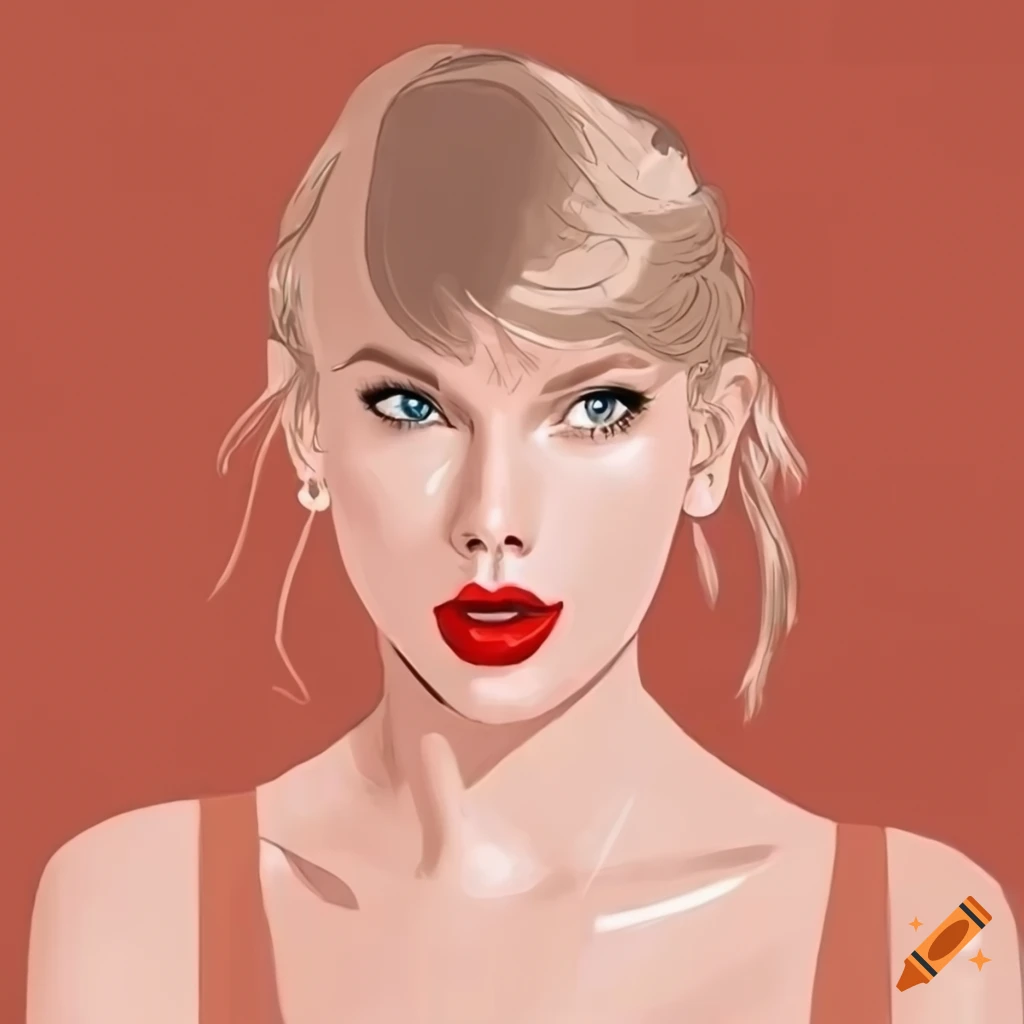 Taylor Swift In A Modern Simple Illustration Style Using The Pantone