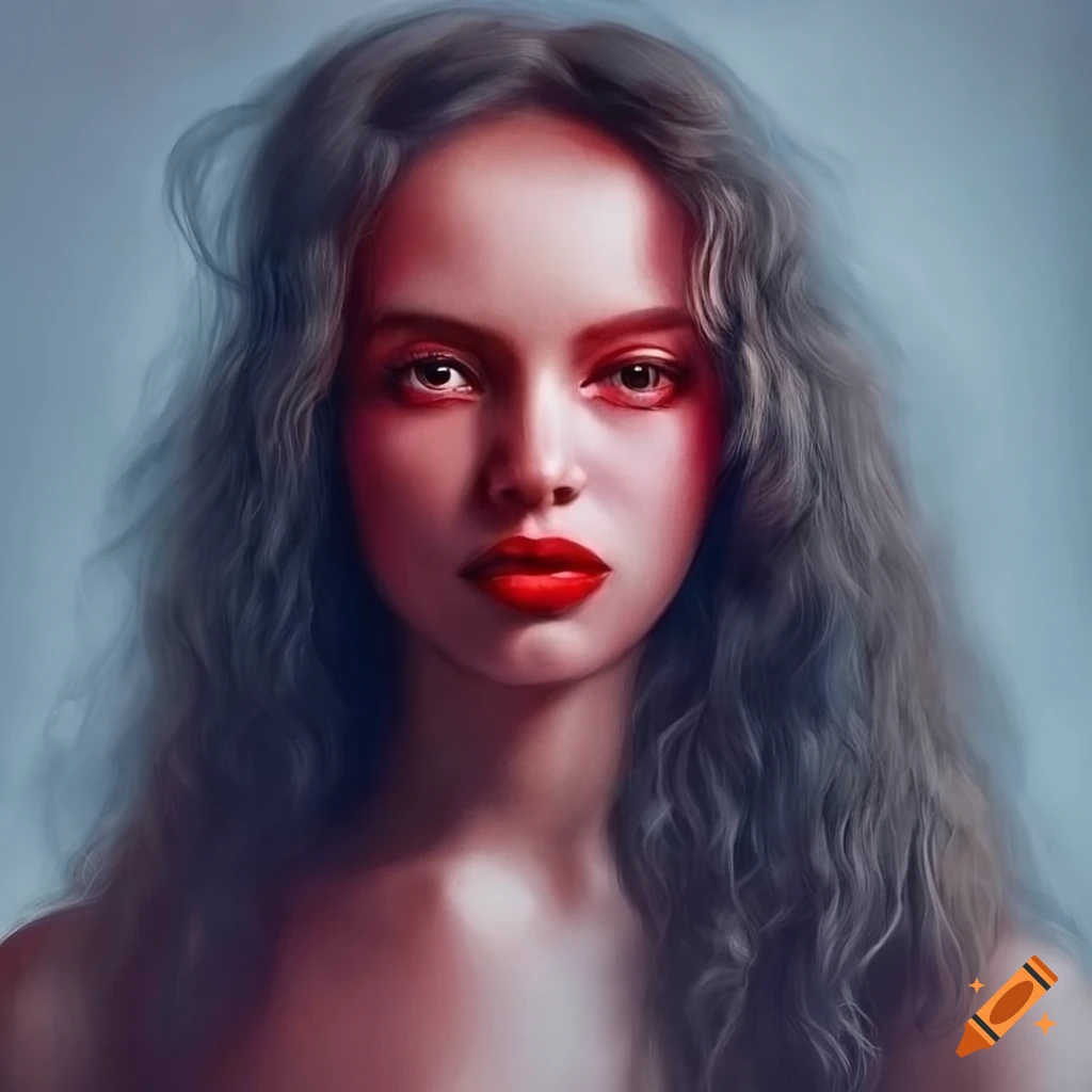 Hyperrealism, portrain of red skinned woman in white sheets, soft light, in style of classicism