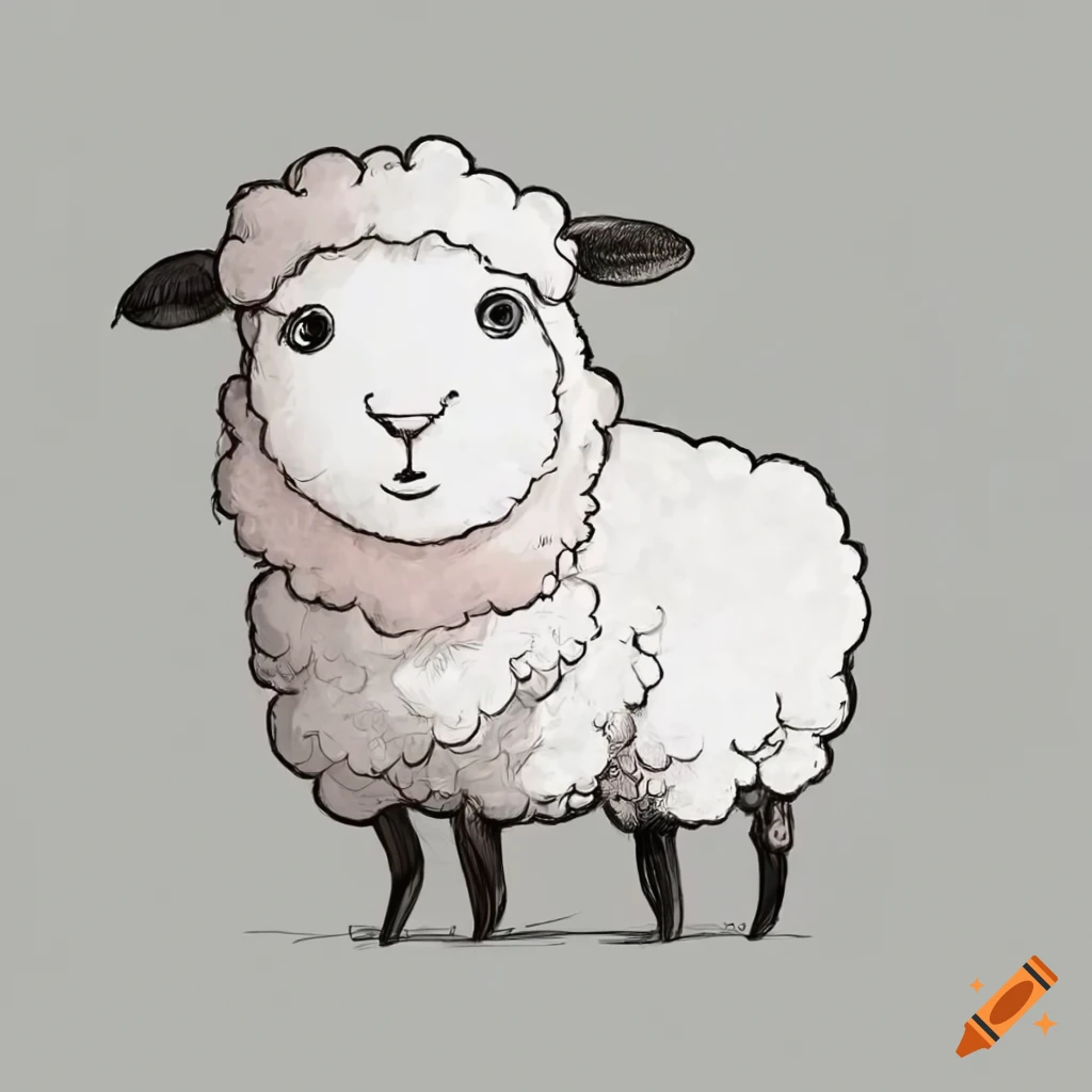 Cute Sheep Drawing - Sheep - Sticker | TeePublic