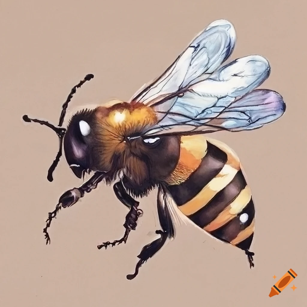 watercolor of a bee by Jean Baptiste Monge and Cathy Walters