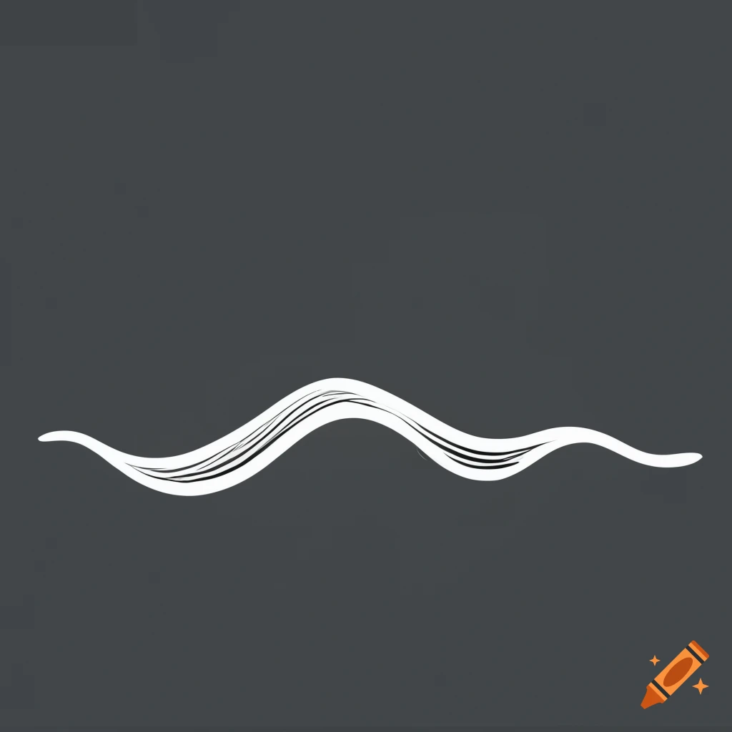 A minimalistic white line art of ocean waves on black background on Craiyon