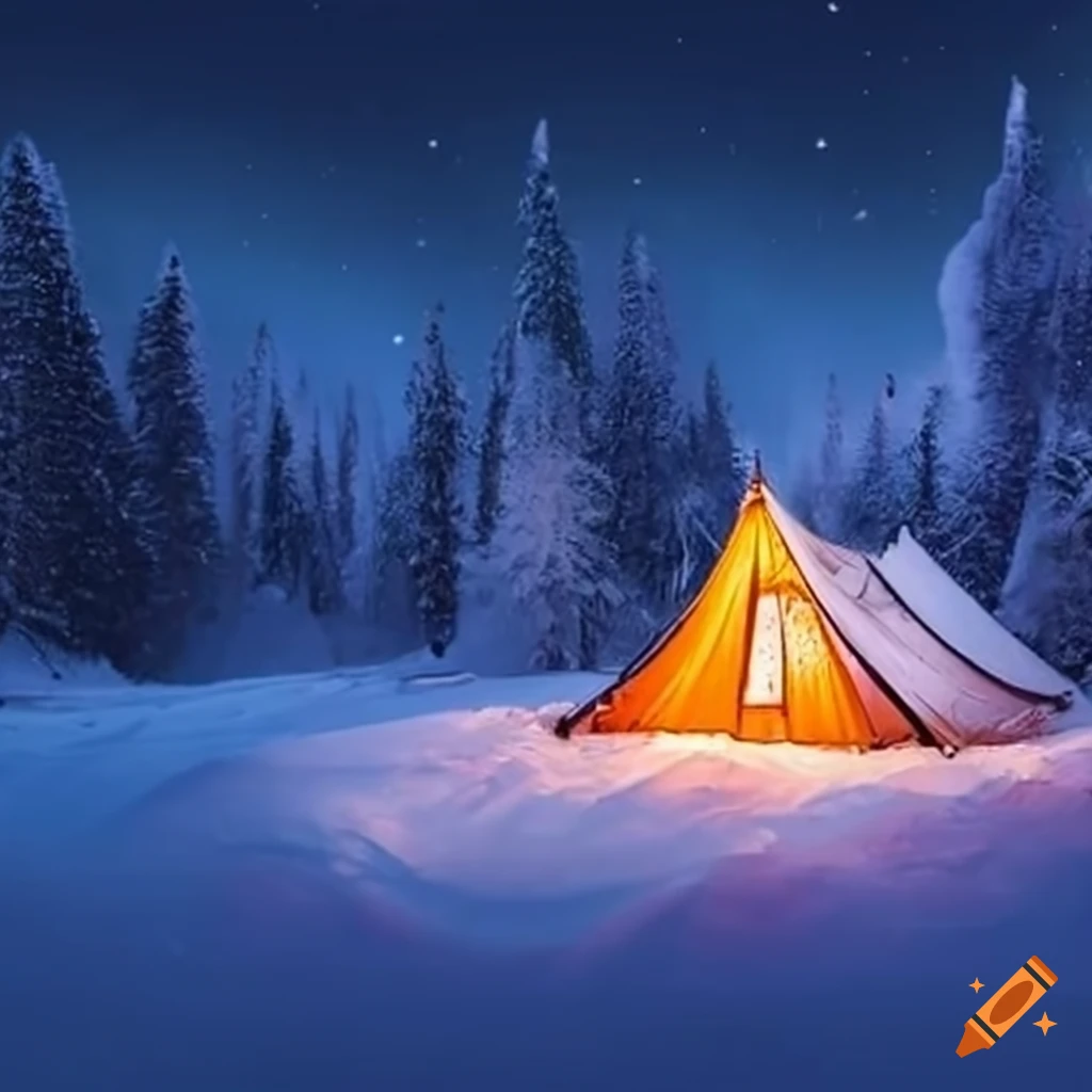 image of a camping in the snow