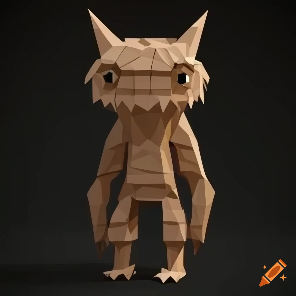 low poly wooden monster reference image