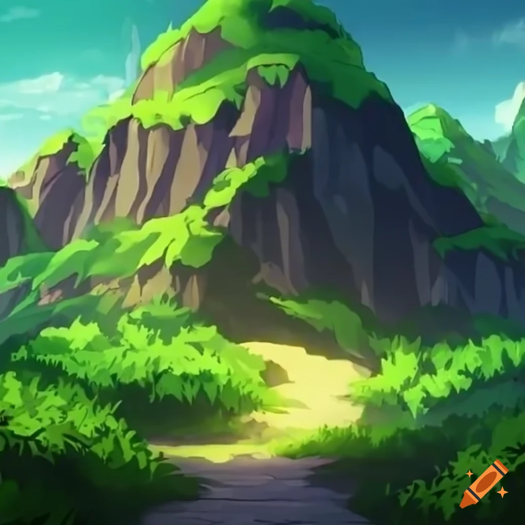 detailed background of a mountain path for Pokemon battle