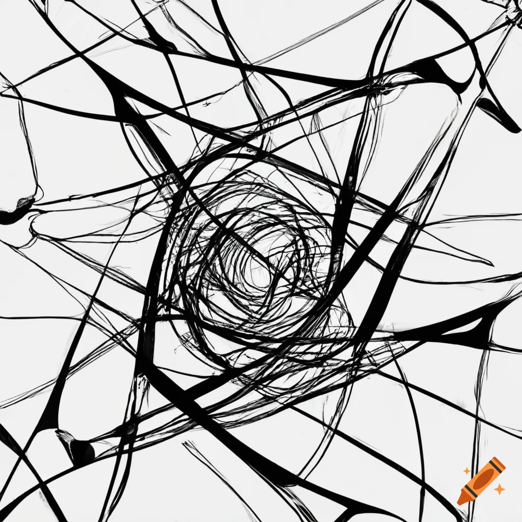 Abstract art with black lines on white background on Craiyon