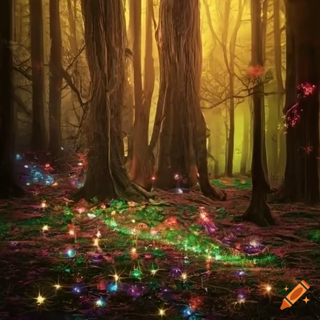 Enchanted fairy forest in the night on Craiyon