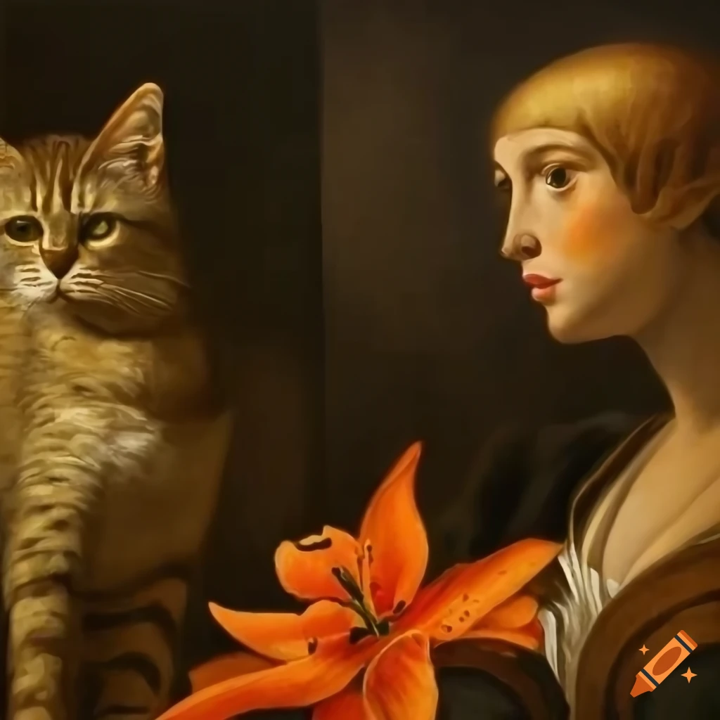 Painting lorenzo ghiberti orange lilies and cats