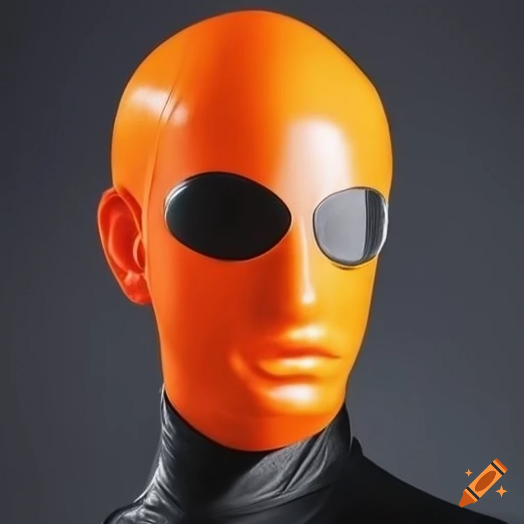 Orange reflective rubber morph suit on Craiyon