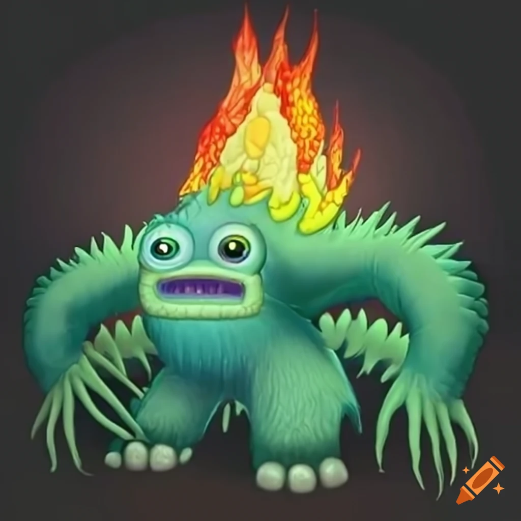 A my singing monsters air-plant-fire-light monster on Craiyon