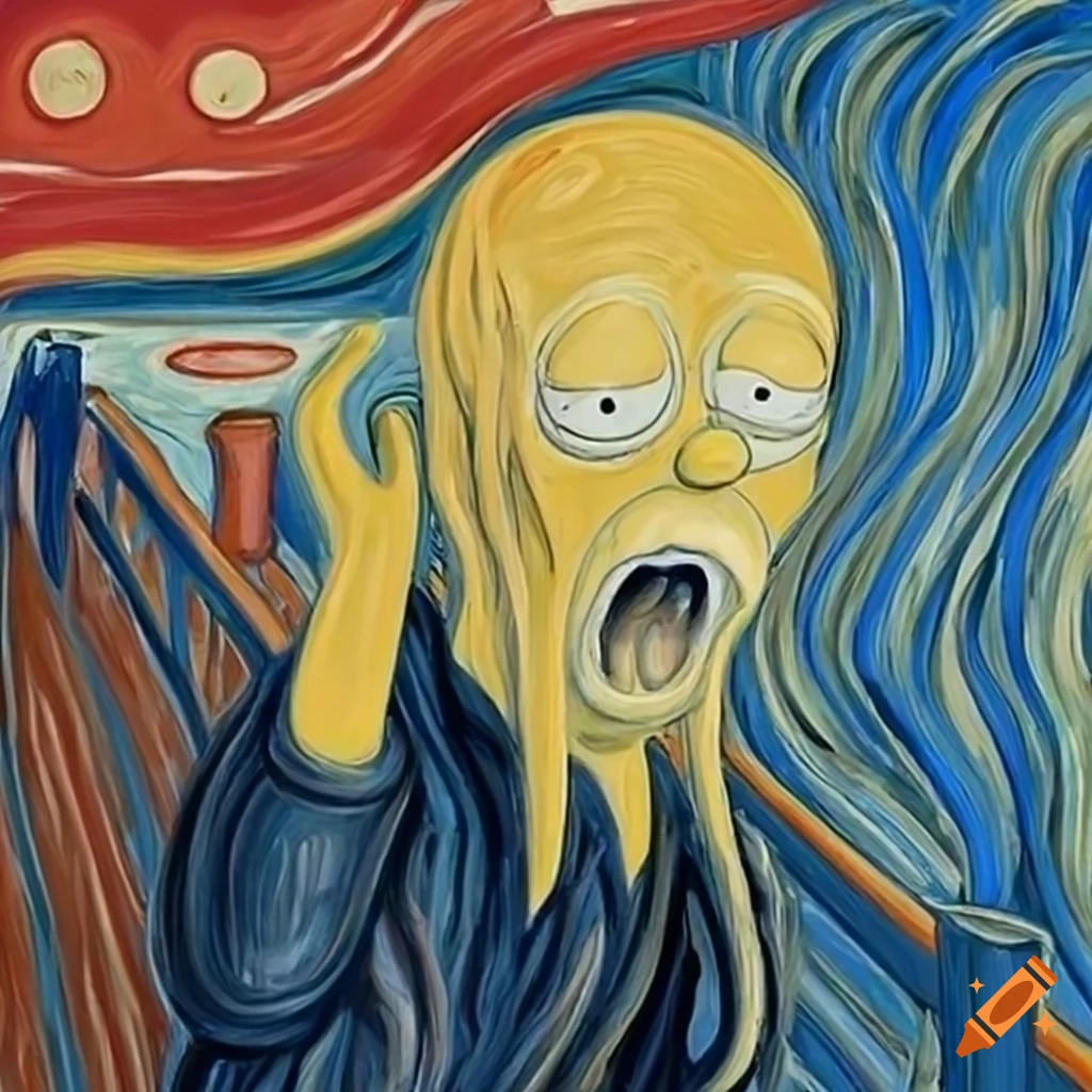 Homer simpson's version of munch's 'the scream' painting