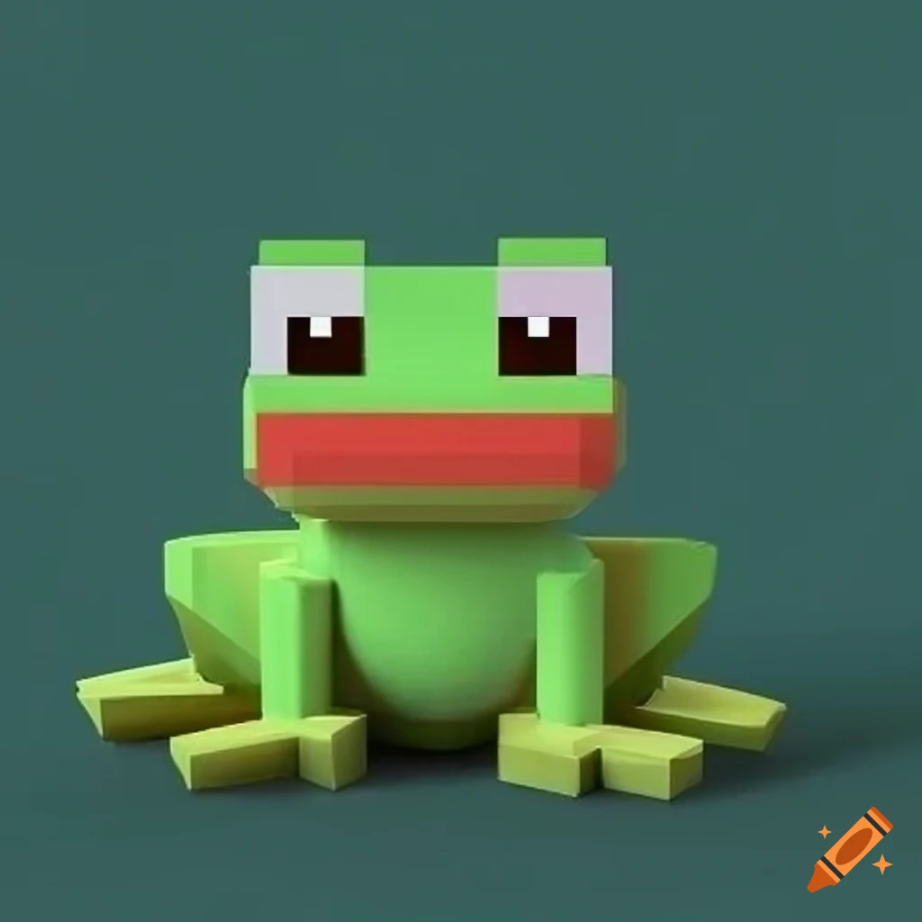 3d cute pixel frog game website logo minecraft tiny on Craiyon