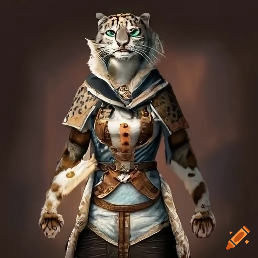 Tabaxi Snow Leopard Female Medieval Bounty Hunter On Craiyon