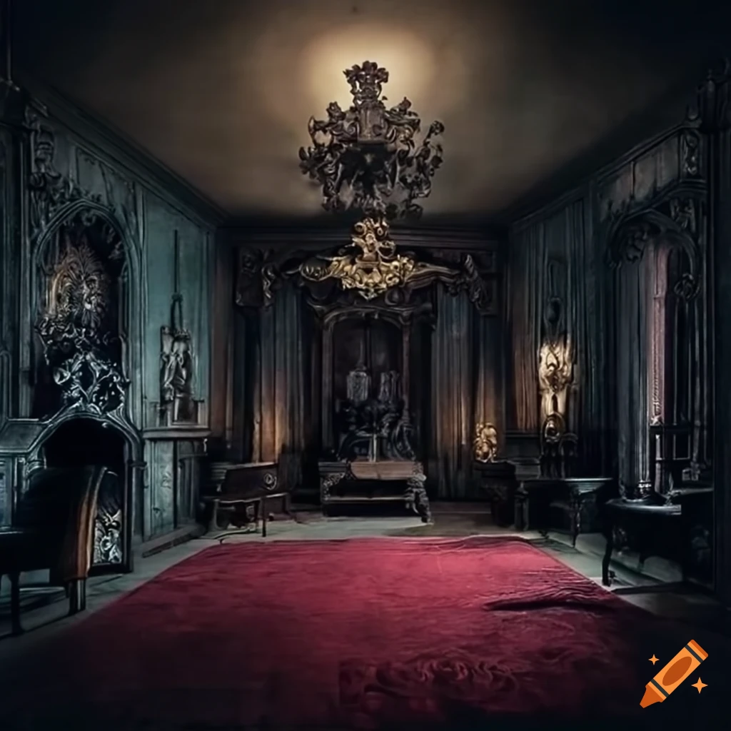 Dark gothic room with rich antique furniture on Craiyon