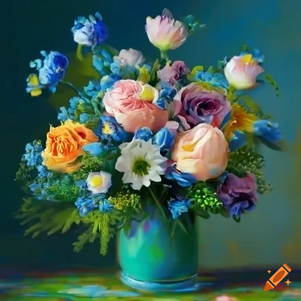 An exquisite floral arrangement painted with touch on Craiyon