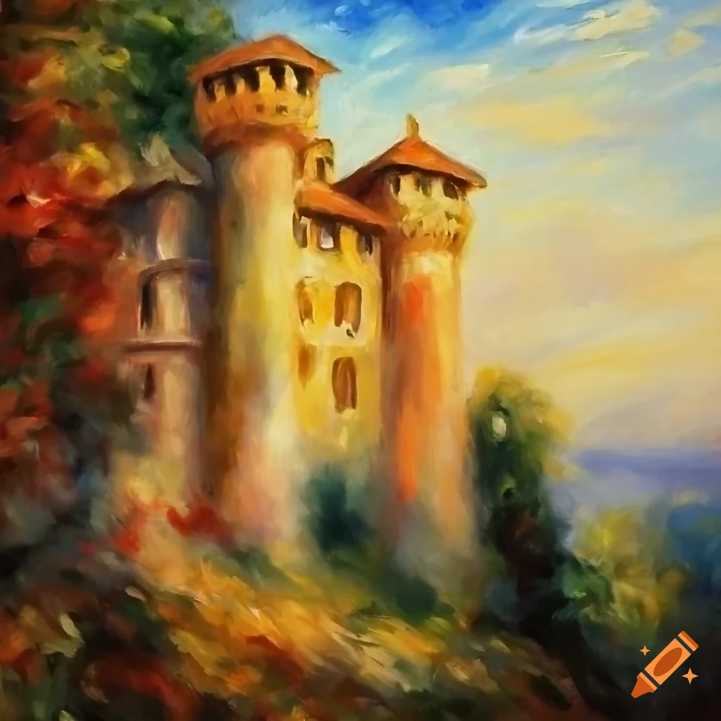 Big italian castle in Renoir style oilpainting on Craiyon