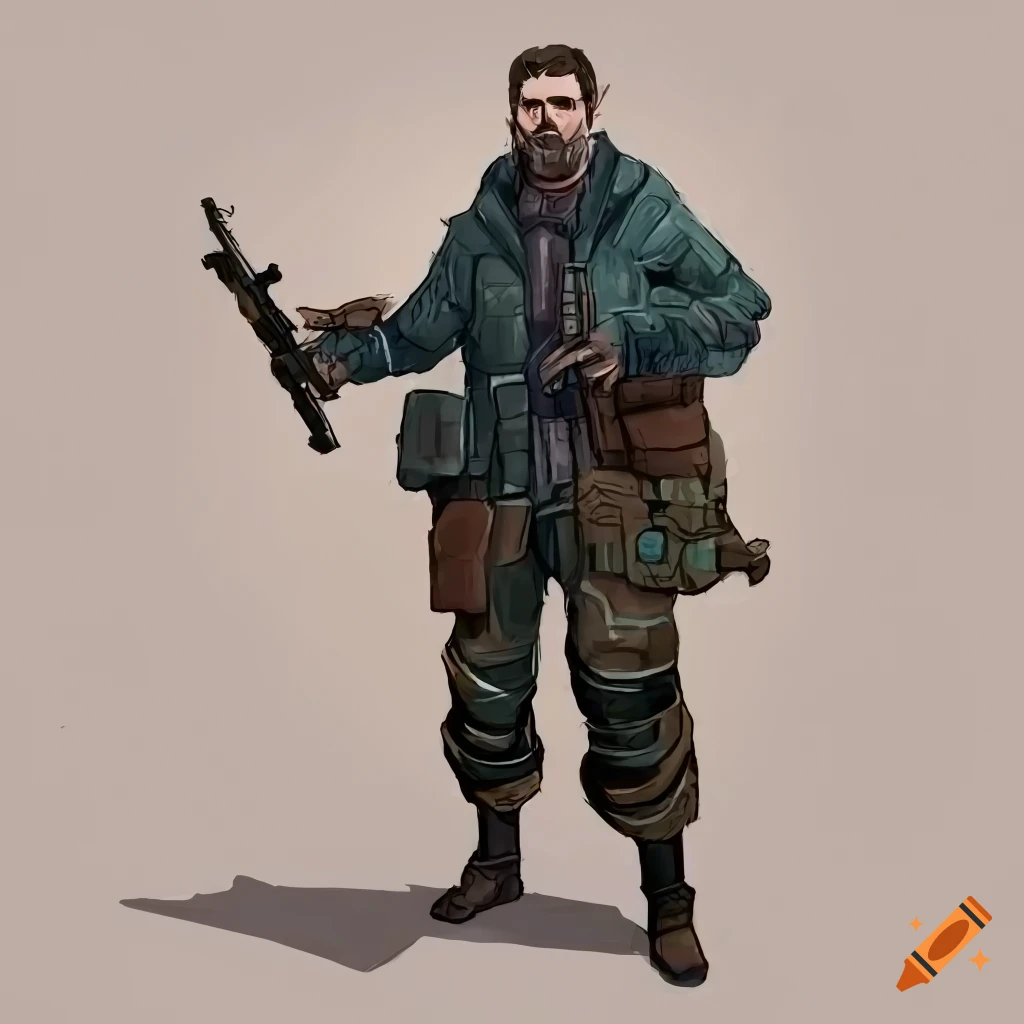 character sheet of metro game soldier character design, simple clothes,with weapon, gun, concept art, Pixar style, artstation trending, art style of Steven McDonald and Maxim Verehin, digital painting, fine details, 4K, clean shapes