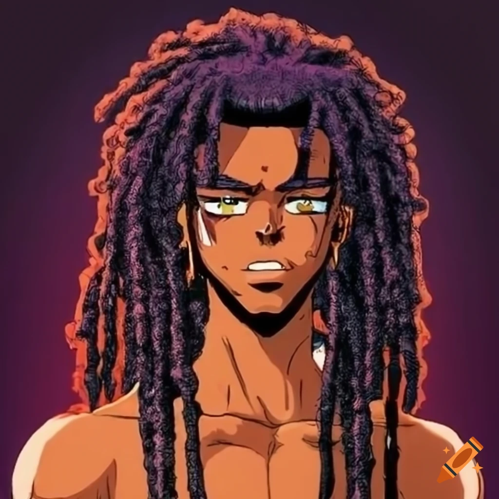 AI Art Generator: Black anime character with spiky dreads male badass