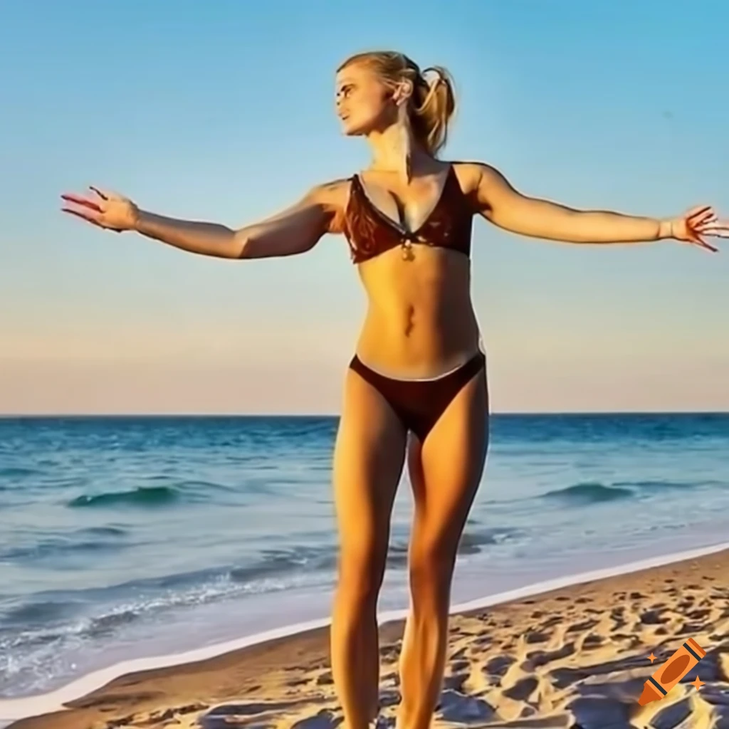 Maria Zakharova at the beach on Craiyon