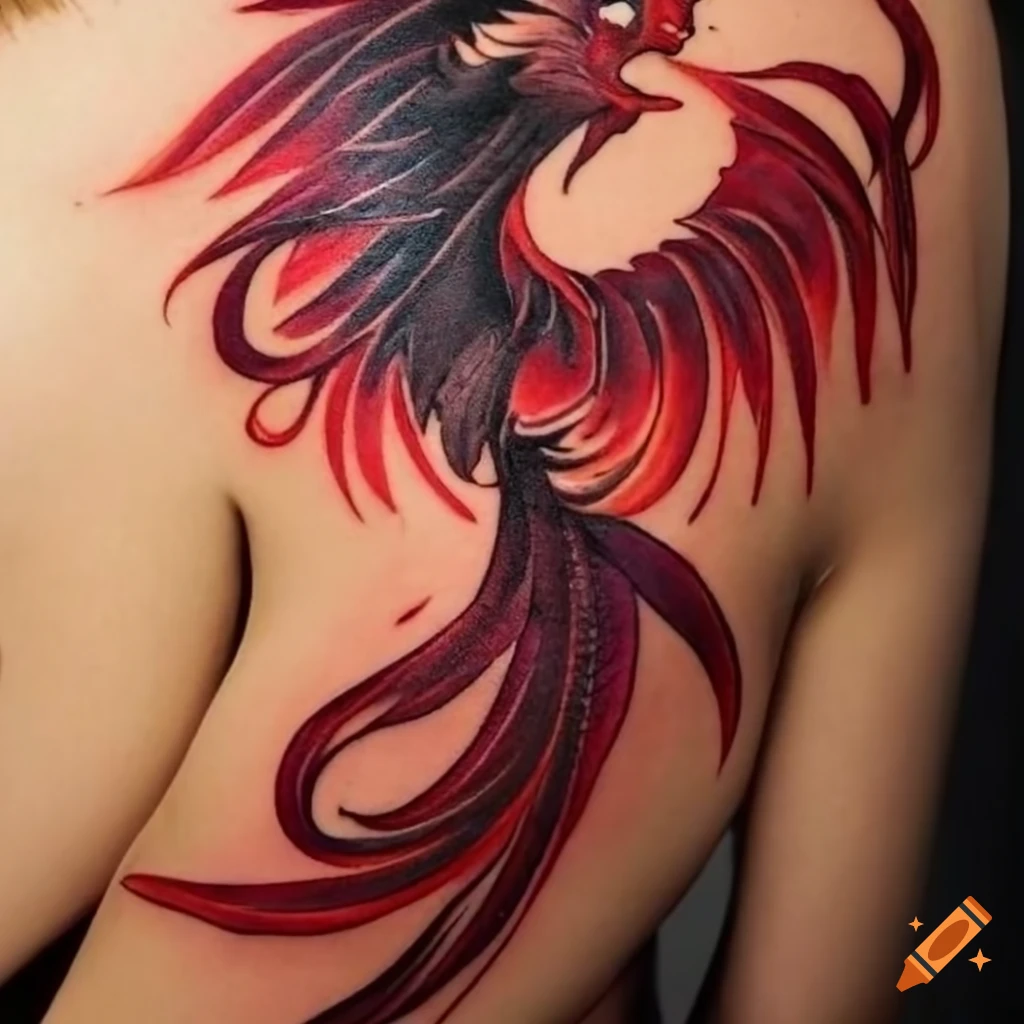 Tattoo uploaded by Esteban Benitez • Beginning of a back piece. Dragon and  Phoenix • Tattoodo